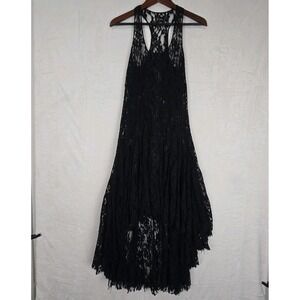 BIYA Johnny Was Black Lace High Low Full Sweep Dress Medium Goth Festival Boho
